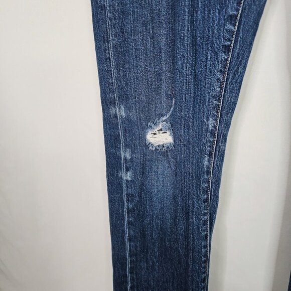 PILCRO Straight Leg Jeans ANTHROPOLOGIE MEDIUM WASH BLUE size 26 Distressed Chic - Picture 4 of 9